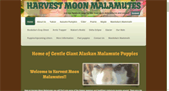 Desktop Screenshot of harvestmoonmalamutes.com